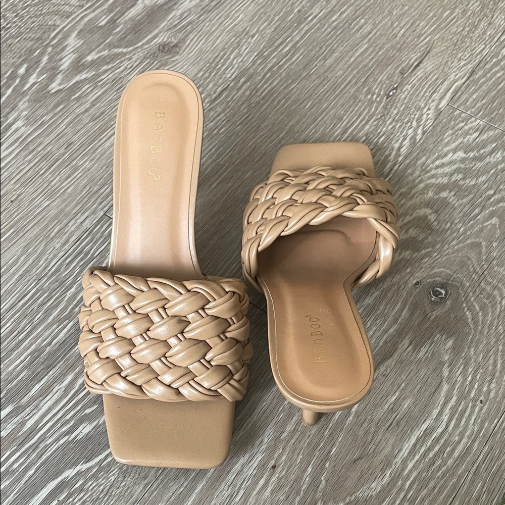 Bamboo Brown Woven Heels